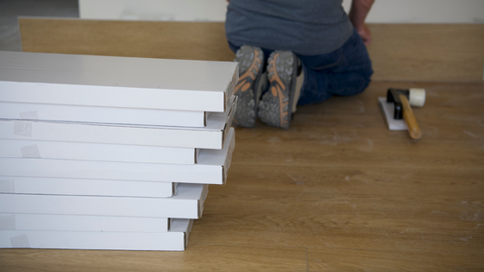Flooring installer pro from Thumbtack installing Hewn's Stoneform® flooring.