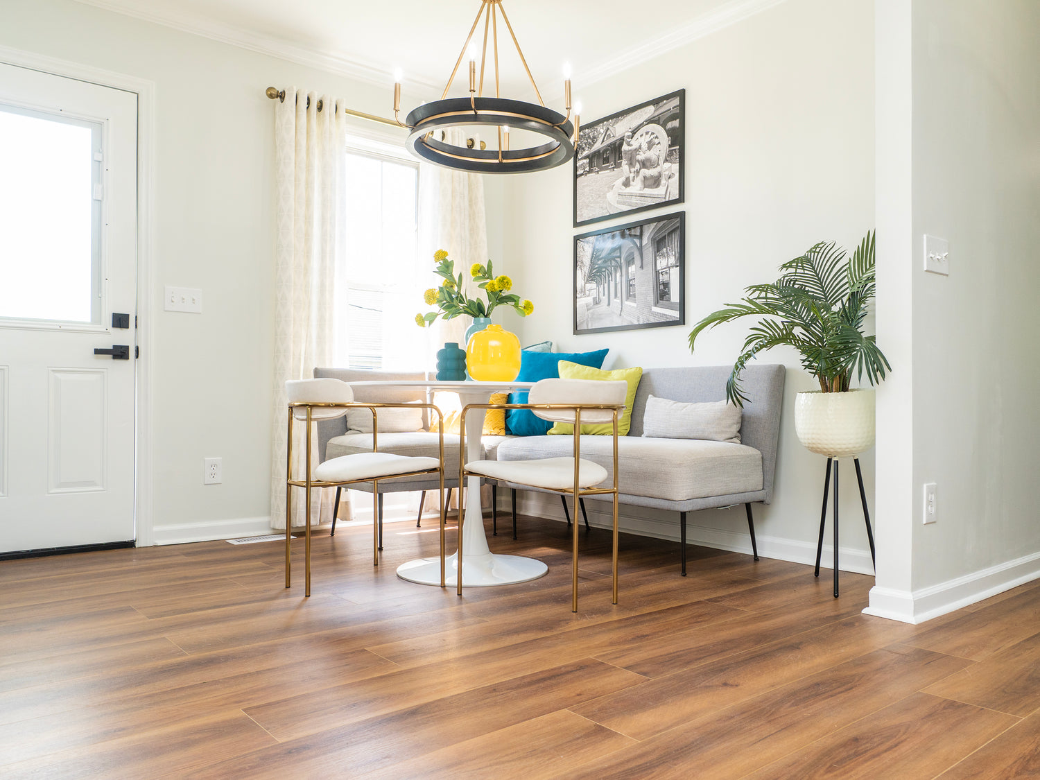 A photo of Hewn Stoneform Premium Luxury Plank Flooring installed in a living room