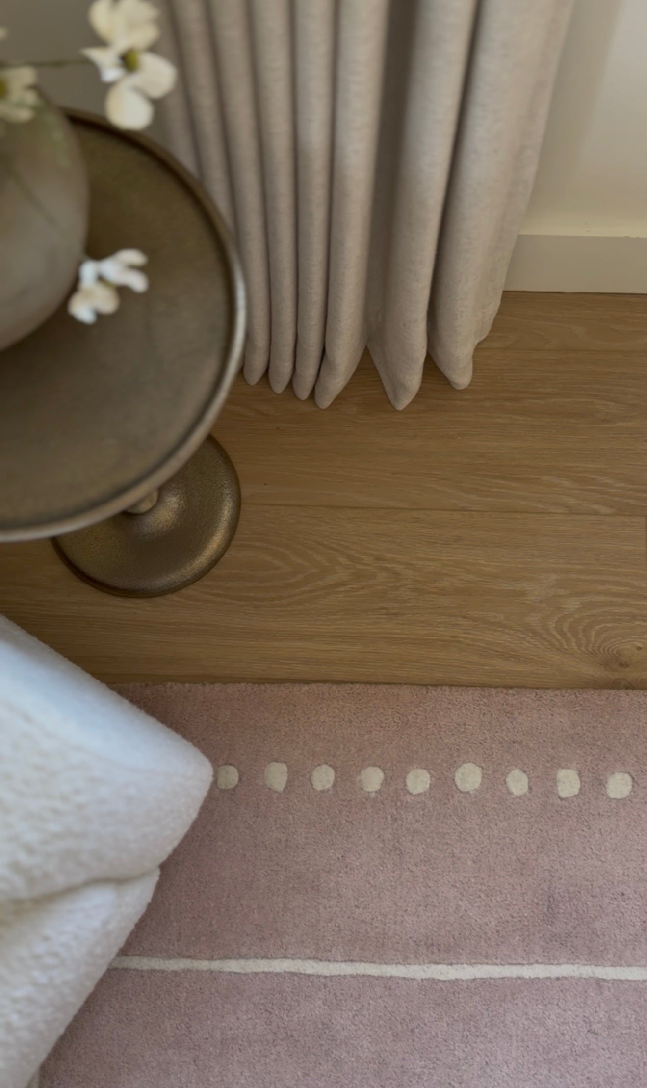 top down close up shot of Kerf in a feminine nursery