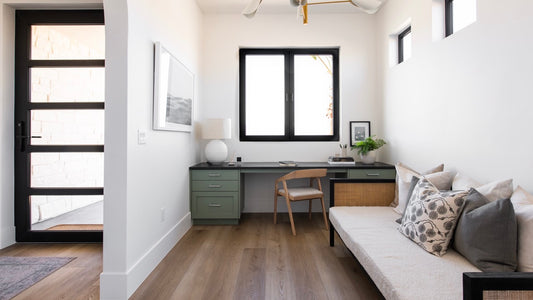 Photo of Hewn Luxury Plank Flooring underneath a small sitting area