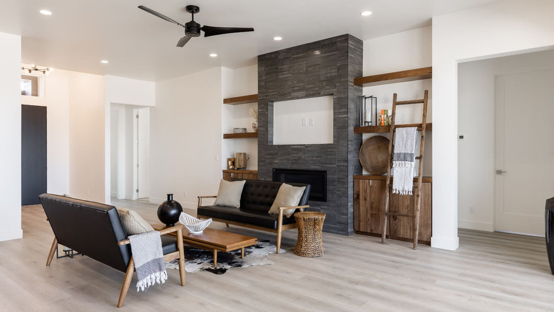 Hewn's Stoneform® flooring in a living room. 
