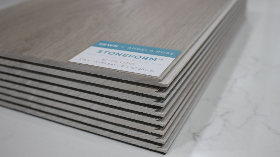 Hewn's Stoneform® flooring samples.