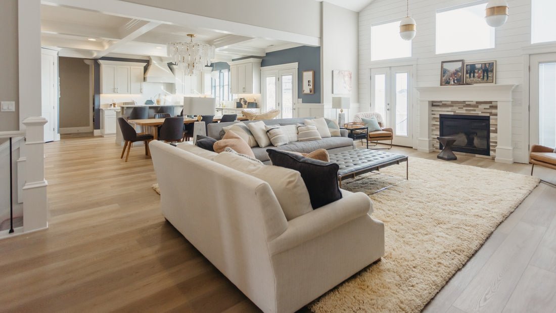Hewn's Stoneform® flooring in a living room. 