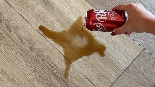 A spill on Hewn's waterproof flooring. 