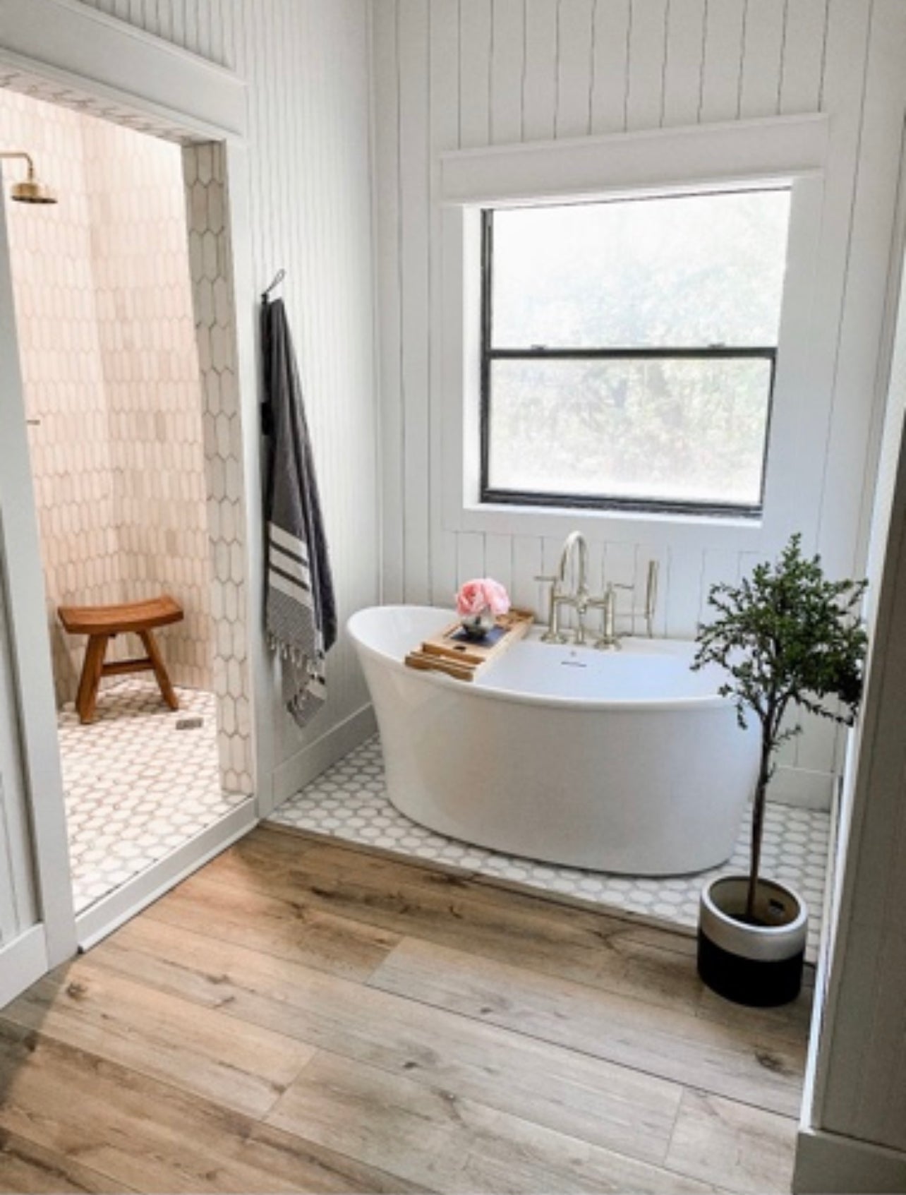 Photo of Hewn Cayenne Premium Stoneform Plank Flooring in a Bathroom