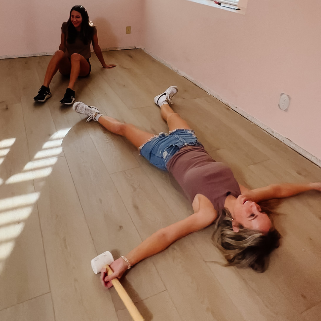 Angela Rose laying on Knox Stoneform® from her collection. 