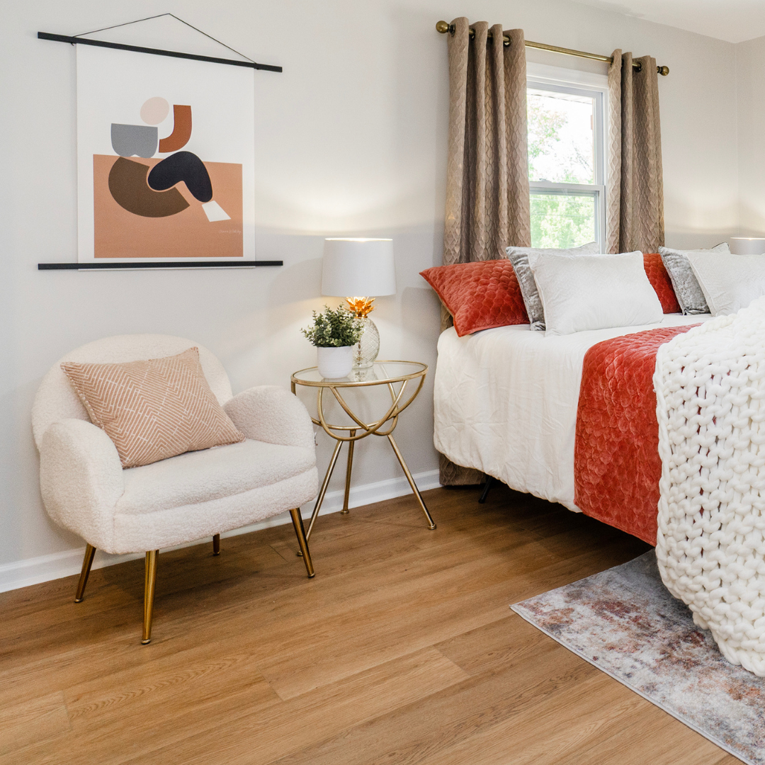 Hewn's Golden Stonefrom® from the Becki Owens Collection installed in a bedroom. 