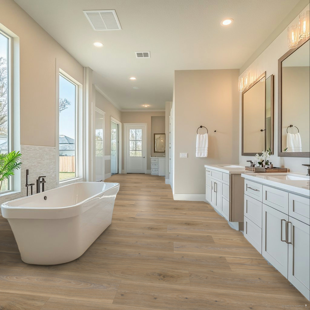 AI-Generated Room Scene with Premium Arbor Stoneform® flooring in a bathroom. 