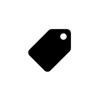 Black price tag icon on a white background